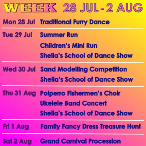 Poster with events for Looe Carnival 2025