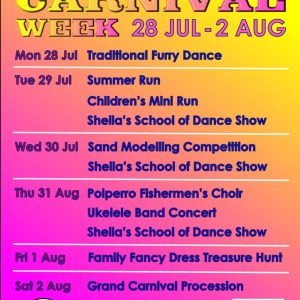 Poster with events for Looe Carnival 2025