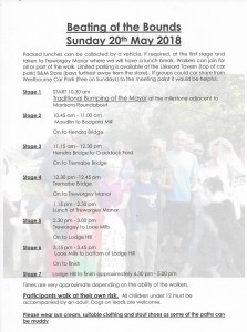 Beating the Bounds Schedule