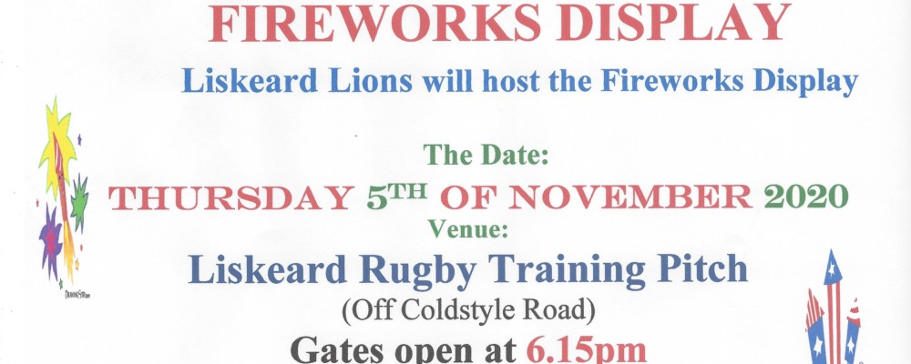 Lions Firework Display – CANCELLED