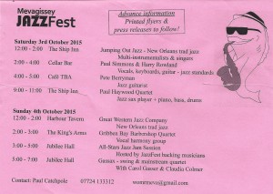 Mevagissey JazzFest provisional programme