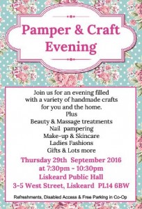 Pamper and craft evening poster