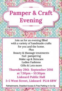 Pamper and craft evening poster